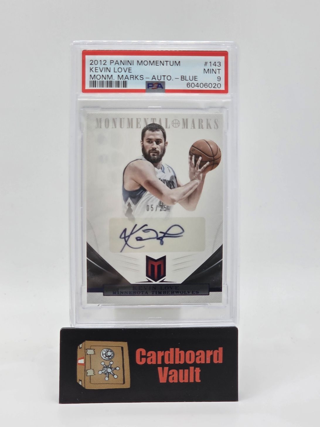 2012 Panini Momentum Kevin Love Monumental Marks Autograph #143 PSA 9 Blue 05/25 60406020