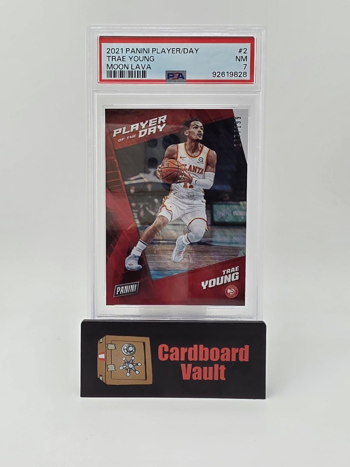 2021 Panini Player Of The Day Trae Young #2 Moon Lava 167/199 PSA 7 92619828