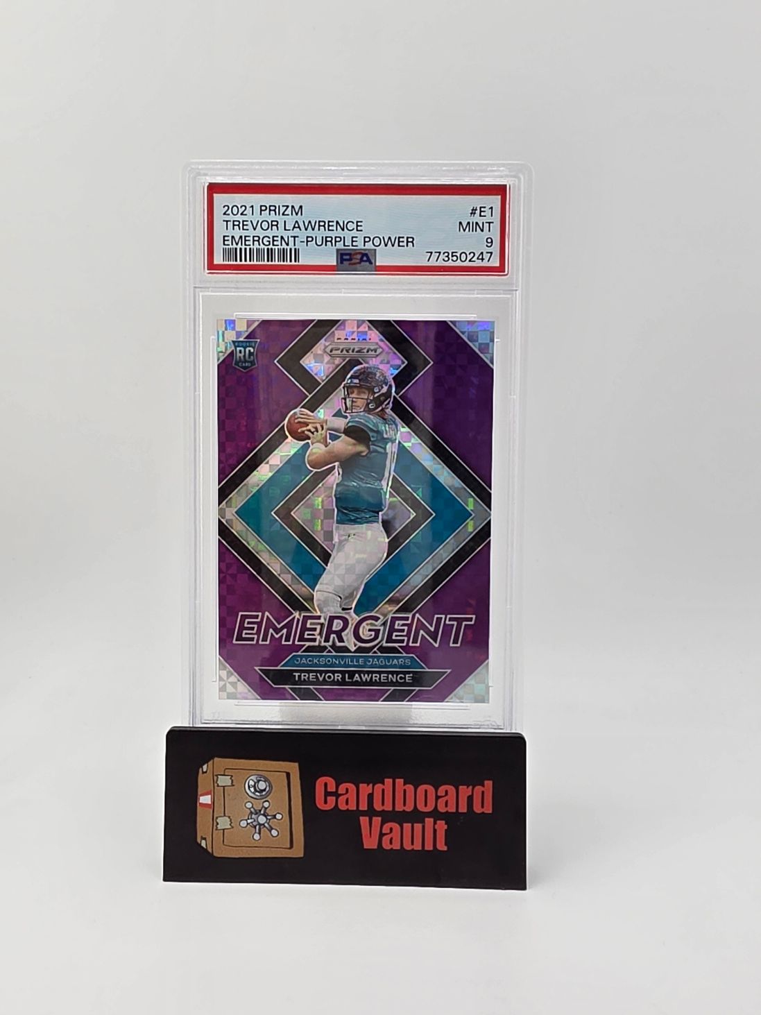 2021 Panini Prizm Trevor Lawrence Emergent #E1 Purple Power Prizm 31/49 PSA 9 77350247