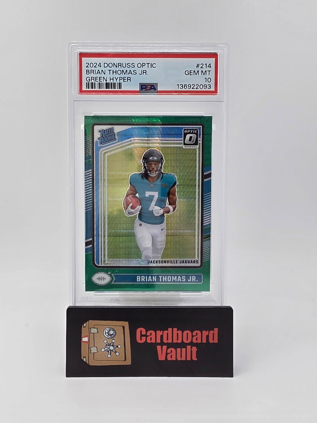 2024 Donruss Optic Brian Thomas Jr Rated Rookie #214 Green Hyper Prizm PSA 10 136922093