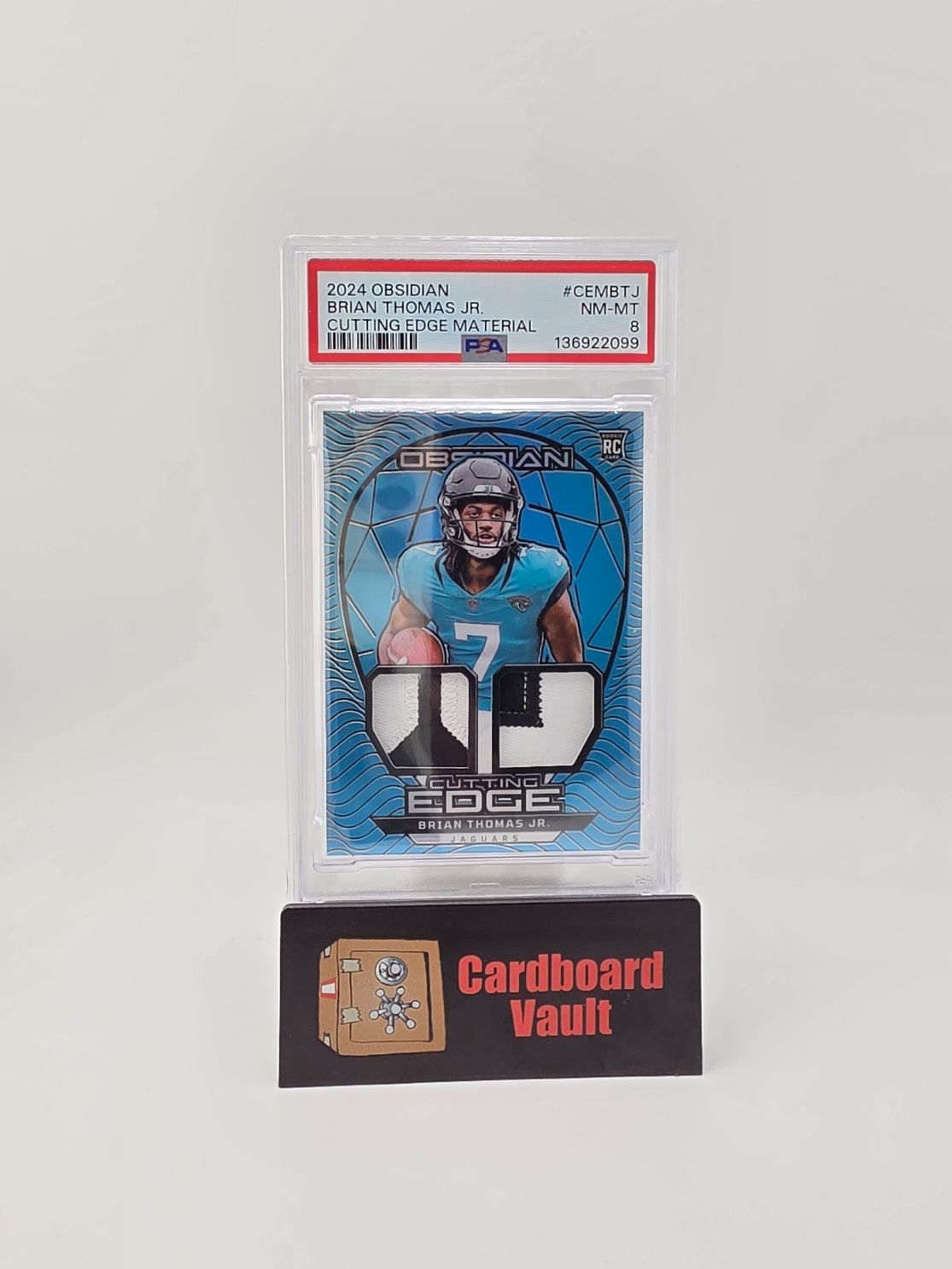 2024 Panini Obsidian Brian Thomas Jr Cutting Edge Material #CEM-BTJ 23/25 PSA 8 13922099