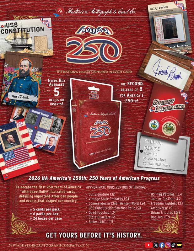2026 Historic Autographs America's 250th Anniversary Military Part 2 Hobby Box