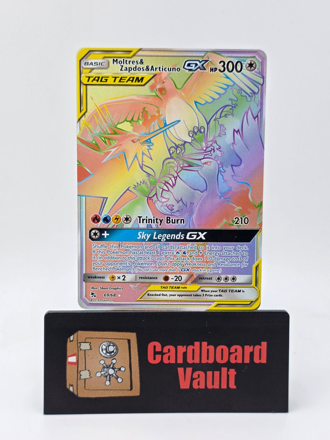 2019 Pokémon Moltres and Zapdos and Articuno GX Tag Team Full Art 69/68