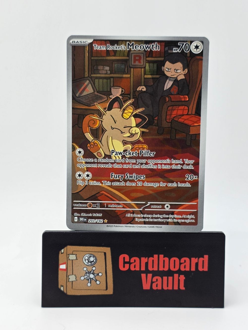 2025 Pokémon Team Rockets Meowth 203/182 Full Art
