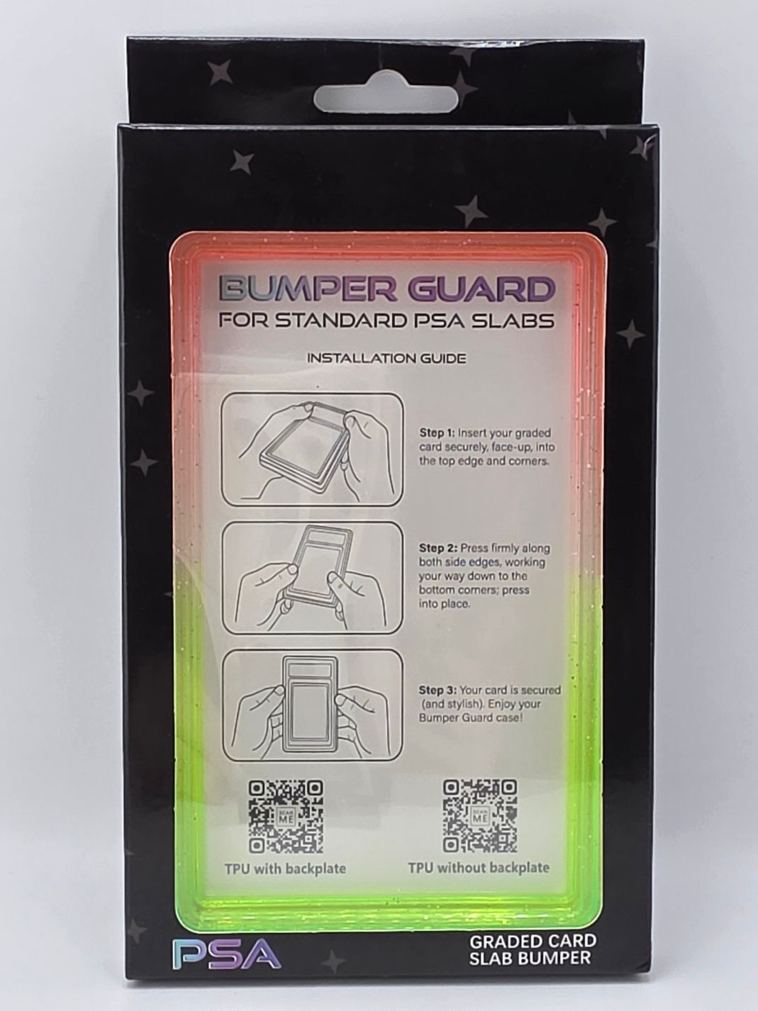 PSA Graded Slab Bumper Coral And Neon Green Sparkle Ombre (Case Only)