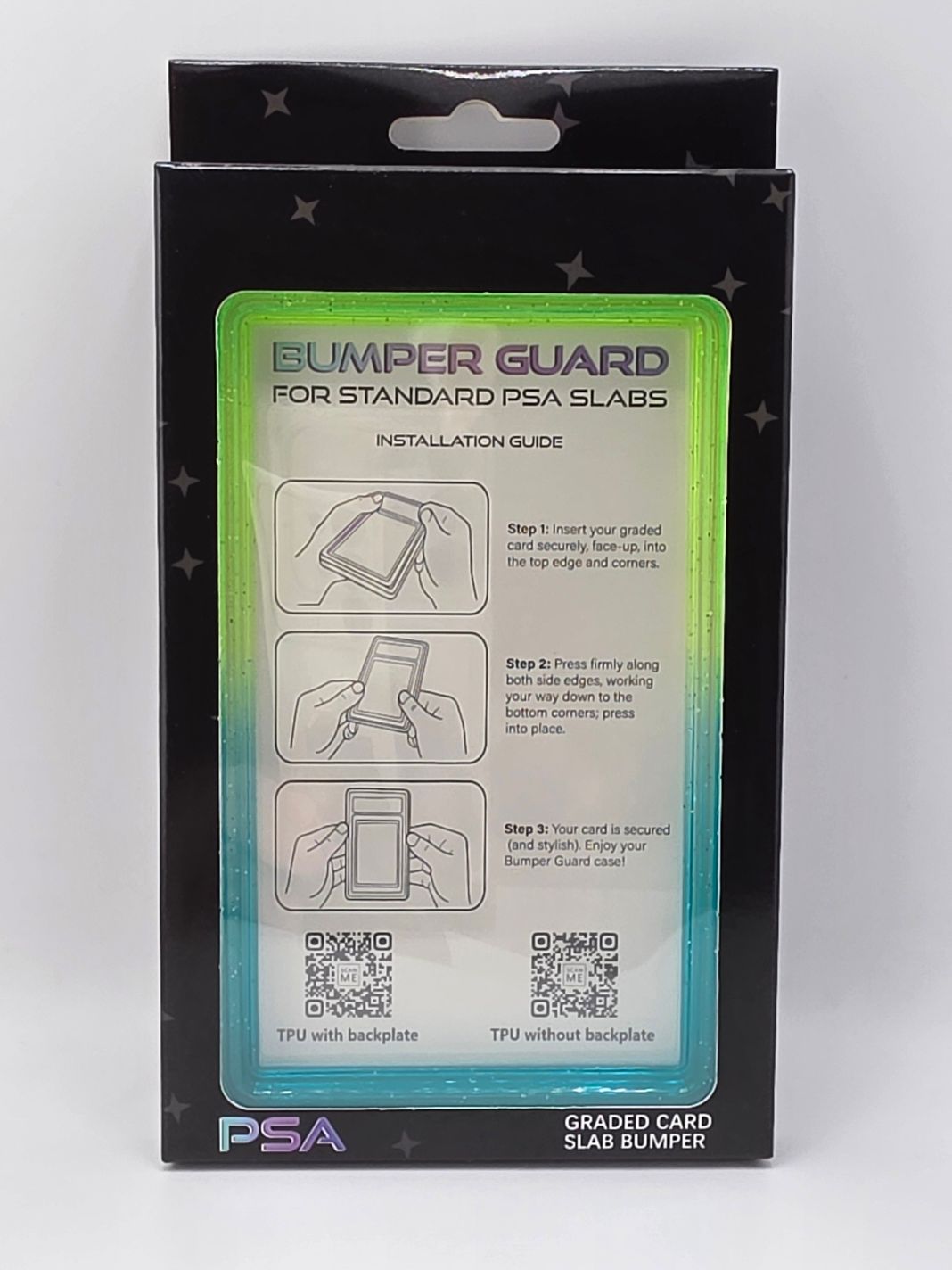 PSA Graded Slab Bumper Neon Green And Teal Sparkle Ombre (Case Only)