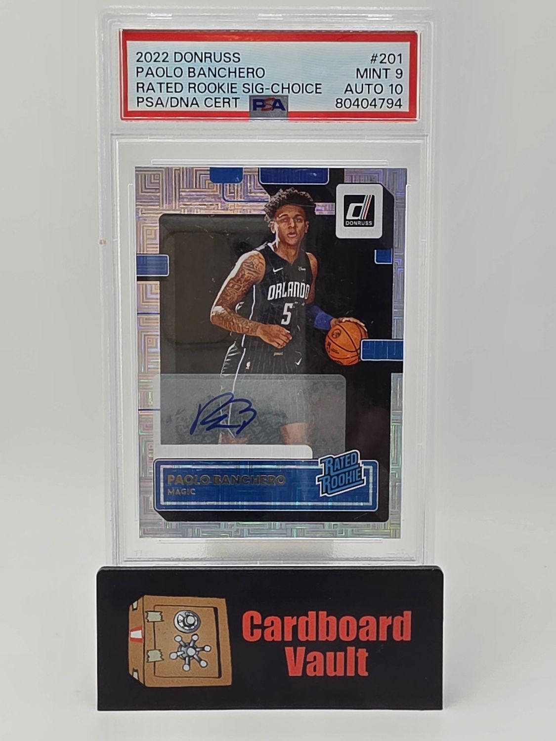 2022-23 Donruss Paolo Banchero Rated Rookie Signatures #201 Choice Prizm PSA 9 Auto 10