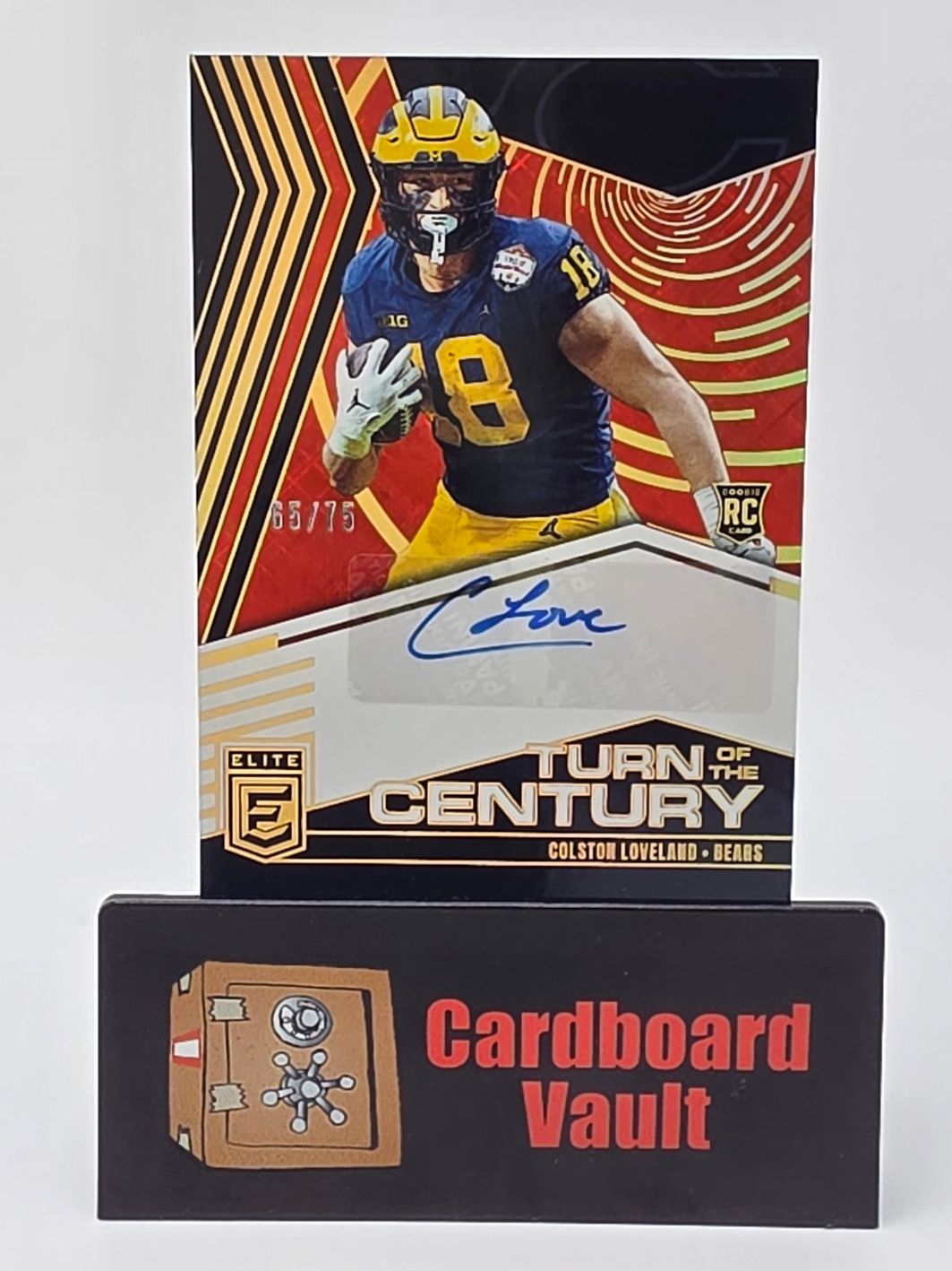 2025 Donruss Elite Colston Loveland Turn Of The Century Autograph #TOC-CLO Red 65/75