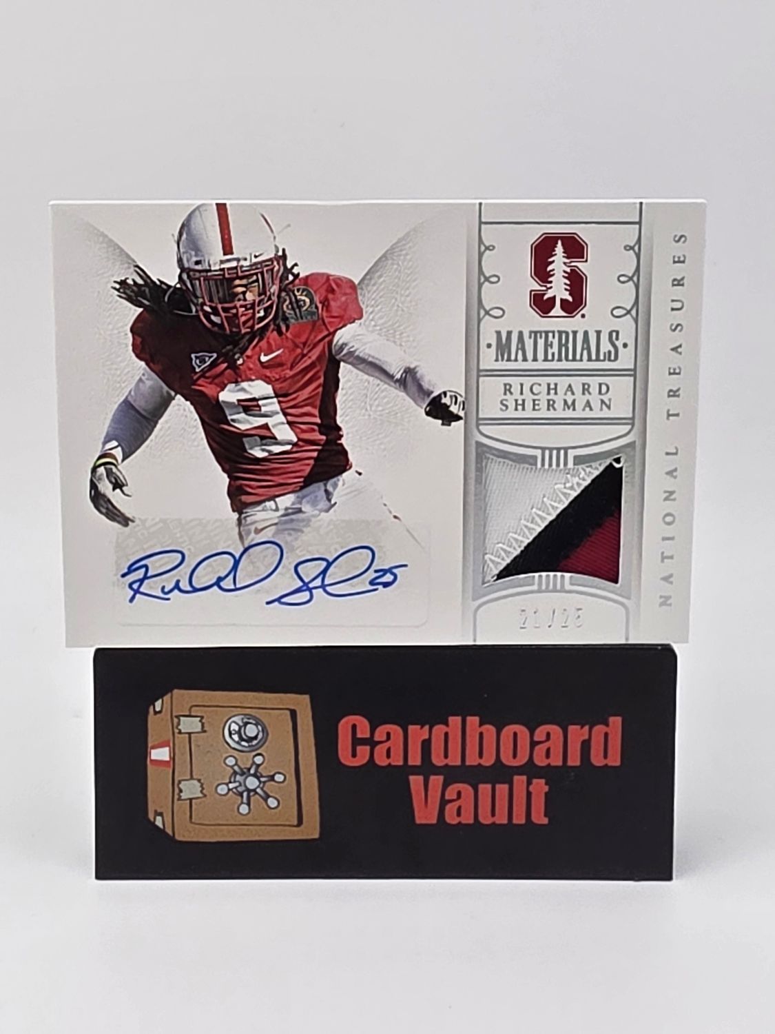 2015 National Treasures Richard Sherman Materials #54 Tri Color Patch Autograph 21/25