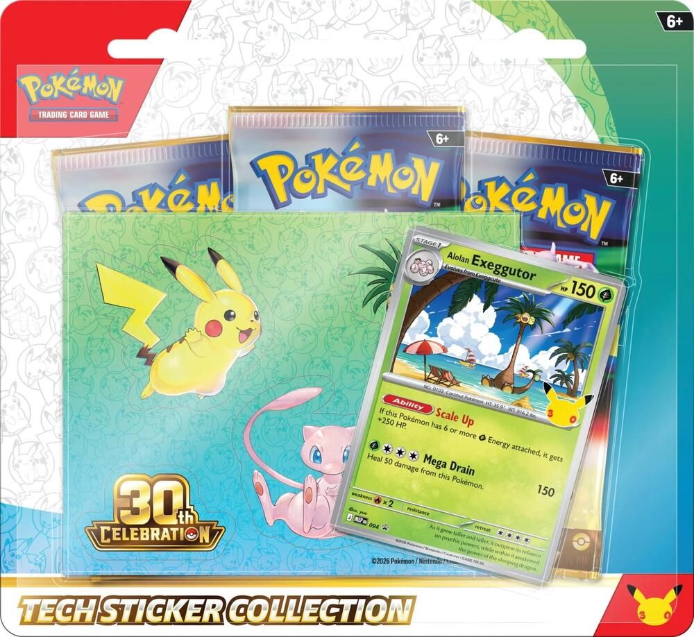 Pokémon 30th Celebration Tech Sticker Collection Alolan Exeggutor