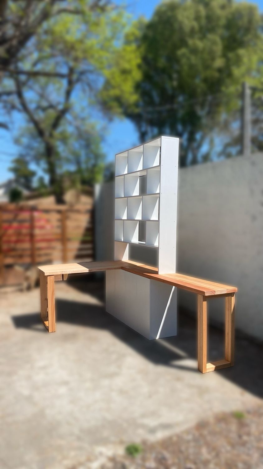 SET DÚO de ESCRITORIO doble con BIBLIOTECA/ESTANTERIA
