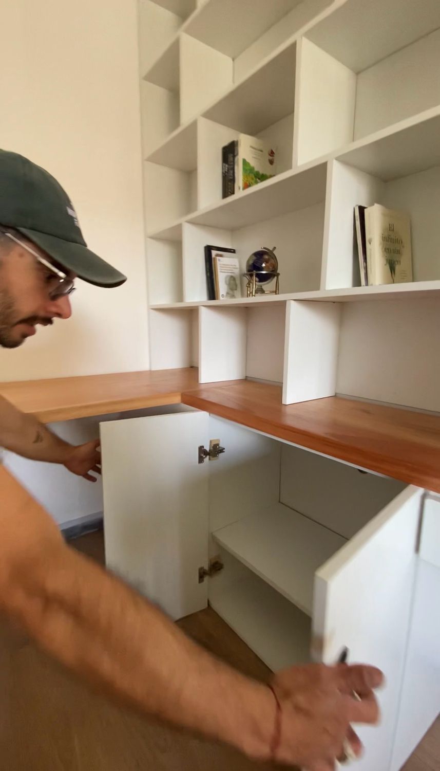 SET DÚO de ESCRITORIO doble con BIBLIOTECA/ESTANTERIA