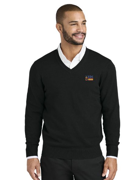 Men's Easy Care V-Neck Sweater, Color: Deep Black