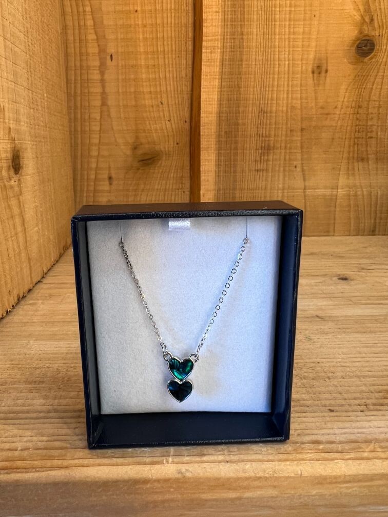Double Heart Drop Necklace