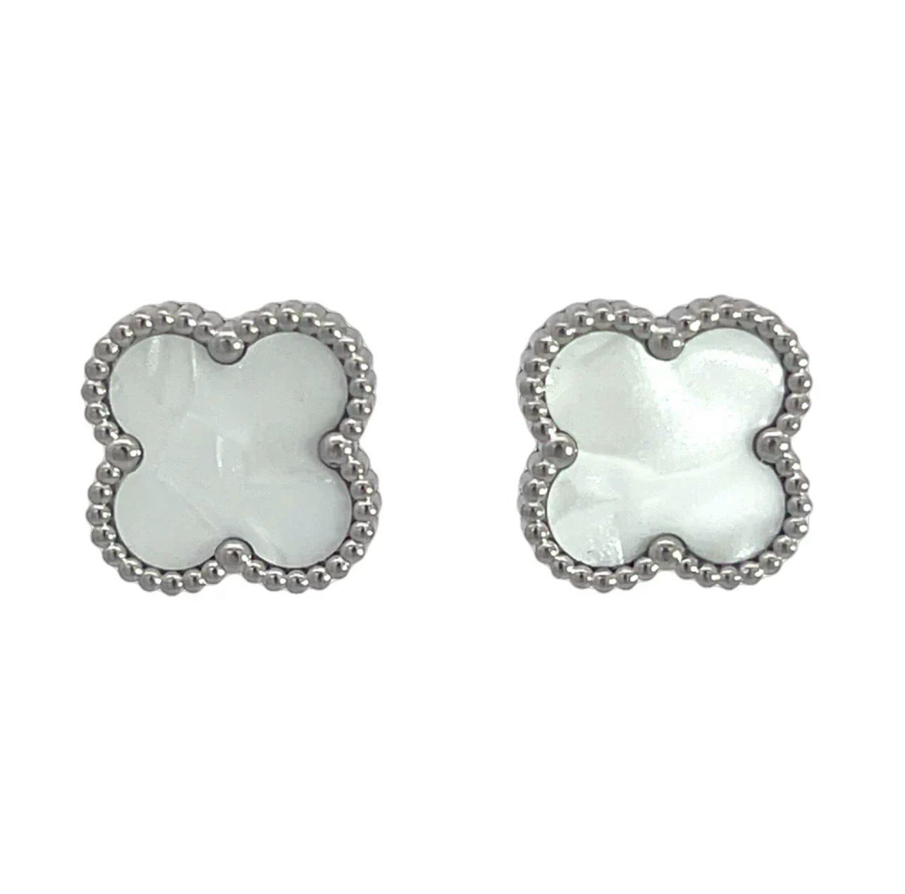 White Four Leaf Clover Stud Earrings White Four Leaf Clover Stud Earrings