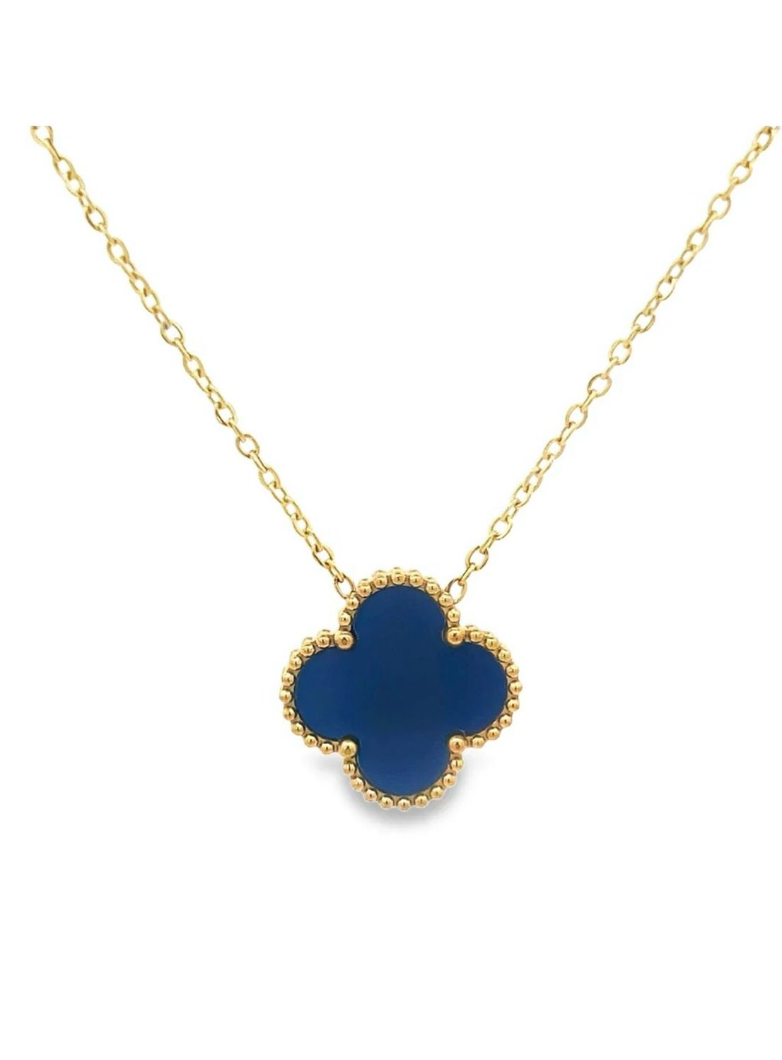 Royal Blue Four Leaf Clover Necklace - 18K Gold Plated Royal Blue Four Leaf Clover Necklace - 18K Gold Plated