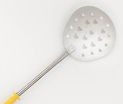 BLUE FARM | Lilly. CUORE perforated peel to bake and spin pizza Ø 20/26 cm stainless steel - h 170 cm