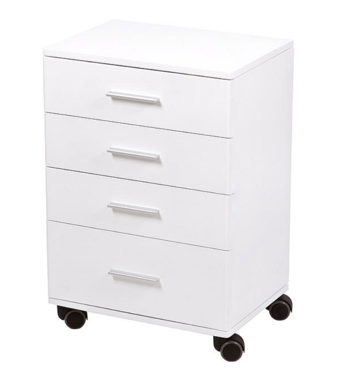 BLUE FARM | Weelko. Handy. White painted wooden trolley with 4 drawers