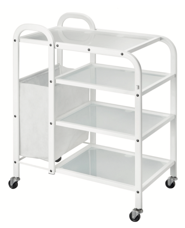 BLUE FARM | Weelko. Mobile. Trolley with 4 glass shelves and side storage bag