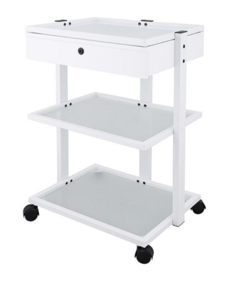 BLUE FARM | Weelko. Facile +. Trolley with one drawer with key and 3 glass shelves