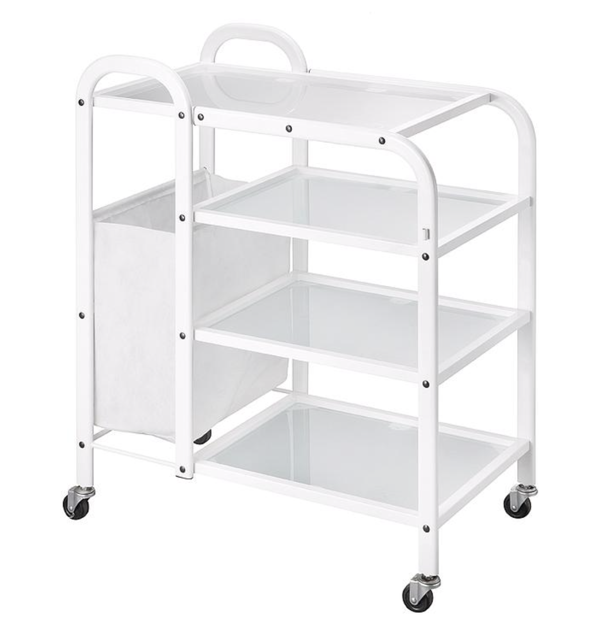 BLUE FARM | Weelko. Mobile. Trolley with 4 glass shelves and side storage bag