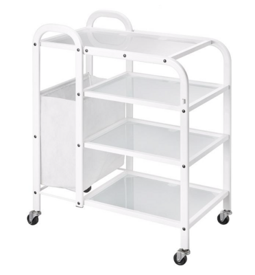 BLUE FARM | Weelko. Mobile. Trolley with 4 glass shelves and side storage bag