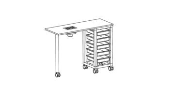 BLUE FARM | Weelko. Ulnar. Manicure table with 5 drawers and aspirator with cushion