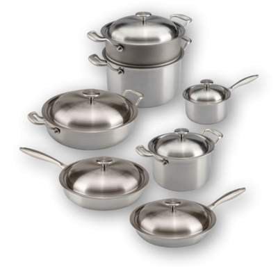 BLUE FARM | Tritania. Set of 13 pans with lids ZERO nickel line