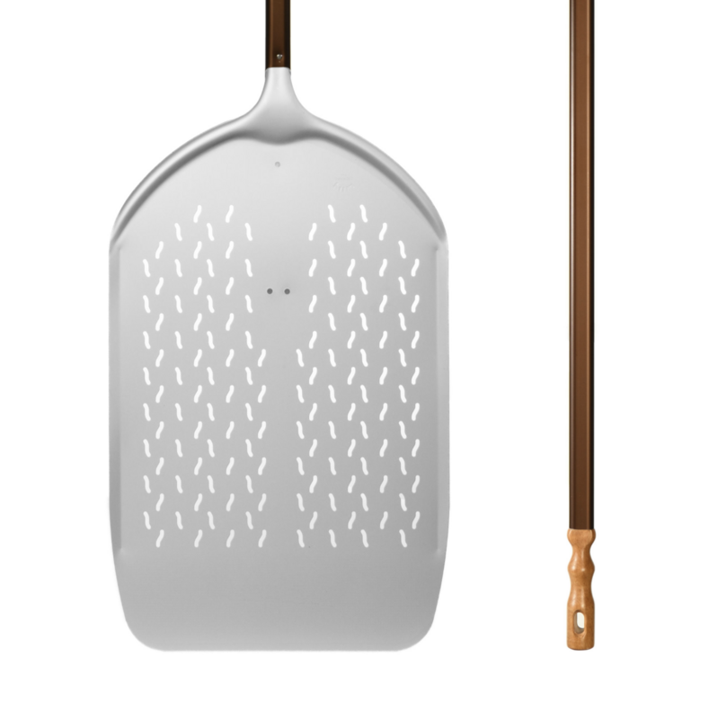 BLUE FARM | Lilly. Perforated and reinforced peel MODENA to put One-Meter pizza in the oven, in alloy aluminium - h 170 cm. 8 sizes