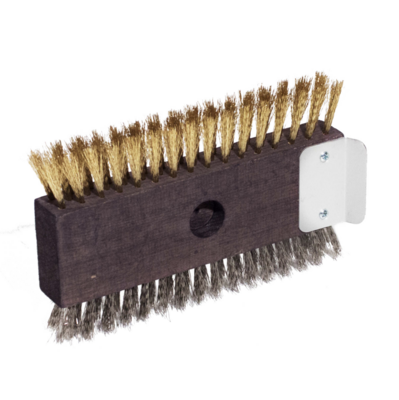 BLUE FARM | Lilly. Spare part for double brush in stainless steel and brass, 21 x 10,5 cm with aluminium scraper