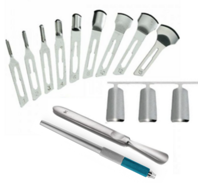 Gouges, accessories, blades, spare parts of all types