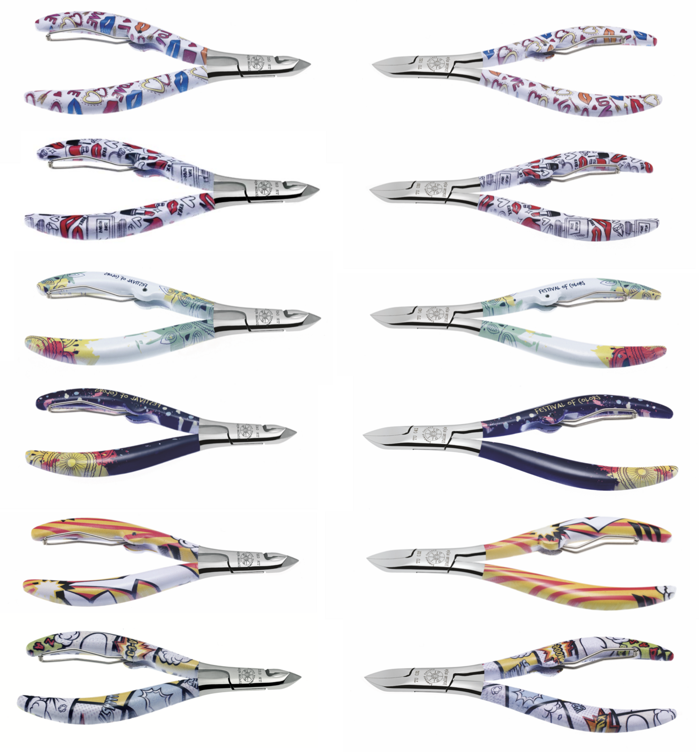 BLUE FARM | Lombard. Color Plus +. St. steel fantasy cuticle and nail nippers 9 cm - 3.5 inches