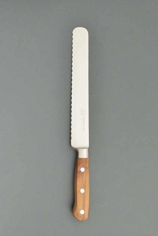 BLUE FARM | Due Buoi knives. Chef&#39;s bread Knife. St. steel. olive wood