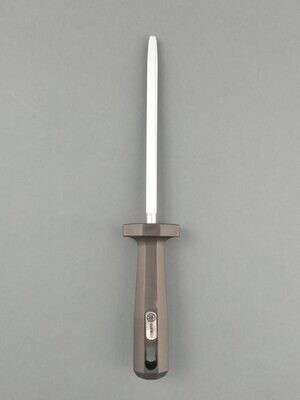 KALINDRA | Due Buoi knives. 671. Verchromter Wetzstahl für Messer, schwarzer Griff