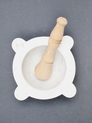 BLUE FARM | Due Buoi knives. Carrara Mortar dia.: cm 14