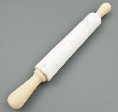 BLUE FARM | Due Buoi knives. Carrara Marble Rolling Pin with wooden handle