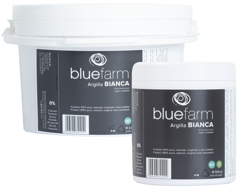 BLUE FARM | kalindra.it. 500 gr White Clay Kaolin. 100% natural micronised and over ventilated. External use