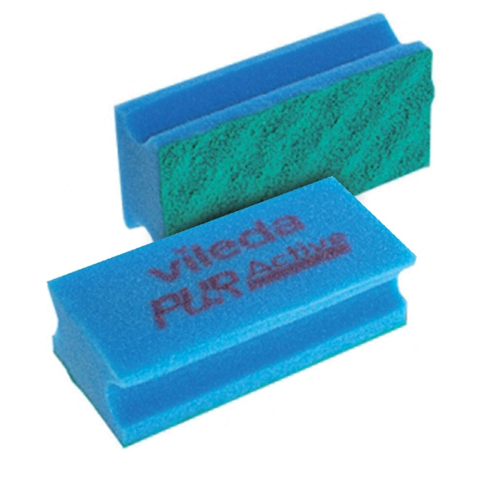 BLUE FARM | Vileda Professional. Puractive: the sponge 3 times more performing. 4 colours. Kit 10 pieces, The chosen option is a pack with: Puractive code 123114 color Blue 10 px