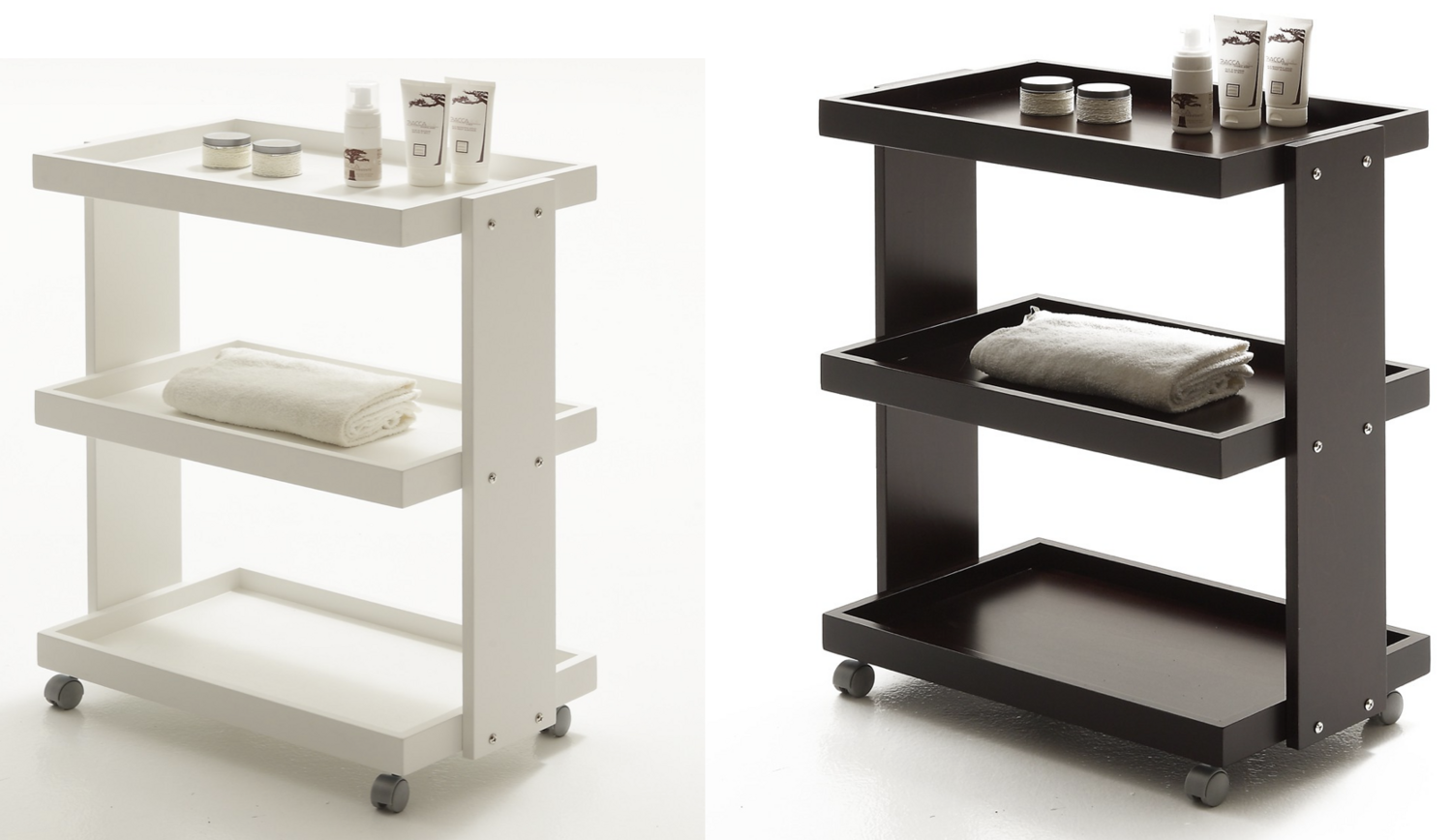 BLUE FARM | Vismara. Oboro. Trolley with three shelves in white larch