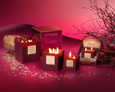 KALINDRA | Bonturi. Candele Luxury, linea The gem: diamond. Amyris and guaiaco wood