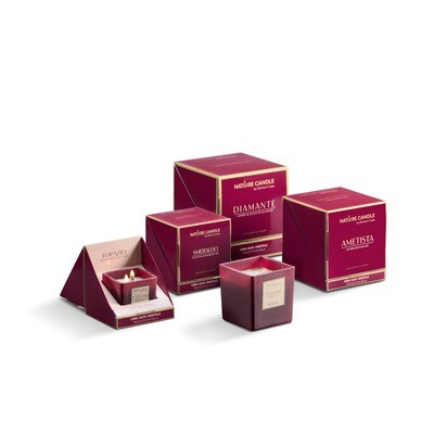 KALINDRA | Bonturi. Candele Luxury, linea The gem: zaffiro. Amber and leather