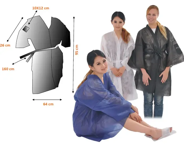 BLUE FARM | GR. Kit of 100 disposable non-woven kimonos, individually wrapped. 3 colors available