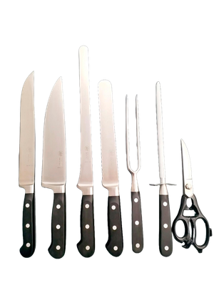 BLUE FARM | Due Buoi Knives. 604. Professional complete block. 7 pieces