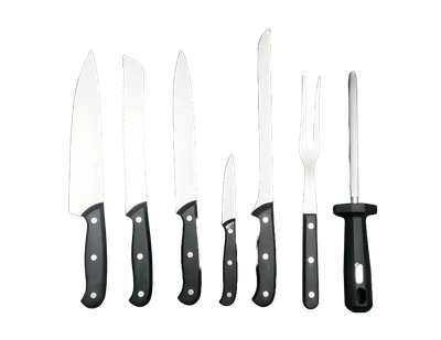 BLUE FARM | Due Buoi Knives. 603T. Noir. Bloc complet de la ligne "maison cisaillée". 7 pièces