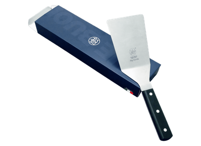 BLUE FARM | Due Buoi knives. 806GO. Steel hamburger spatula. Large POM handle