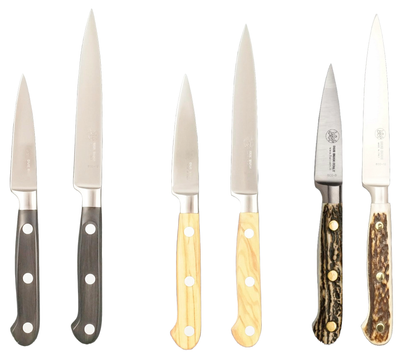 BLUE FARM | Due Buoi knives. 800/8-12. Chef&#39;s forged straight pointed paring knife for fruit and vegetables. Stainless steel. 6 models available