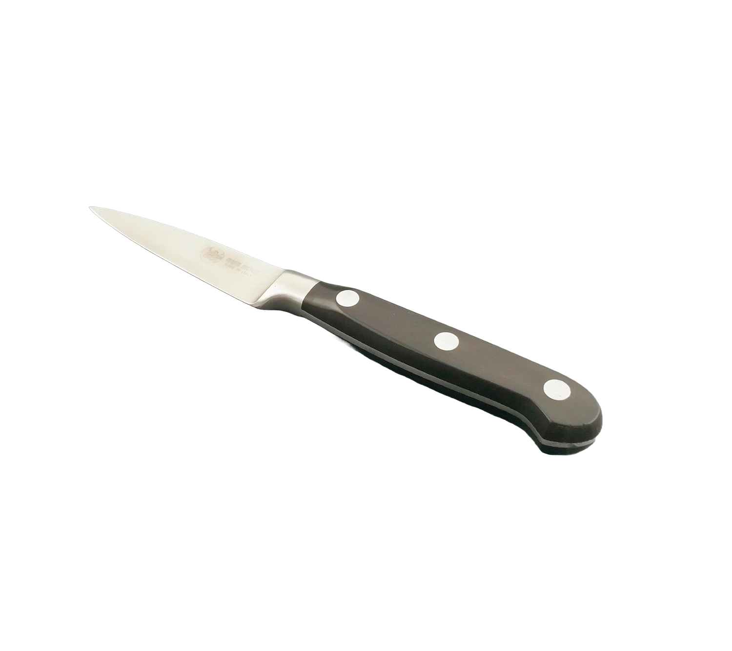 BLUE FARM | Due Buoi knives. 800/8-12. Chef&#39;s forged straight pointed paring knife for fruit and vegetables. Stainless steel. 6 models available, Model chosen: 8cm. Black technopolymer handle
