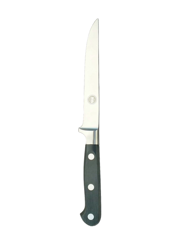BLUE FARM | Due Buoi knives. 800D/13. Couteau à désosser forgé pour les chefs. Acier inoxydable, noir