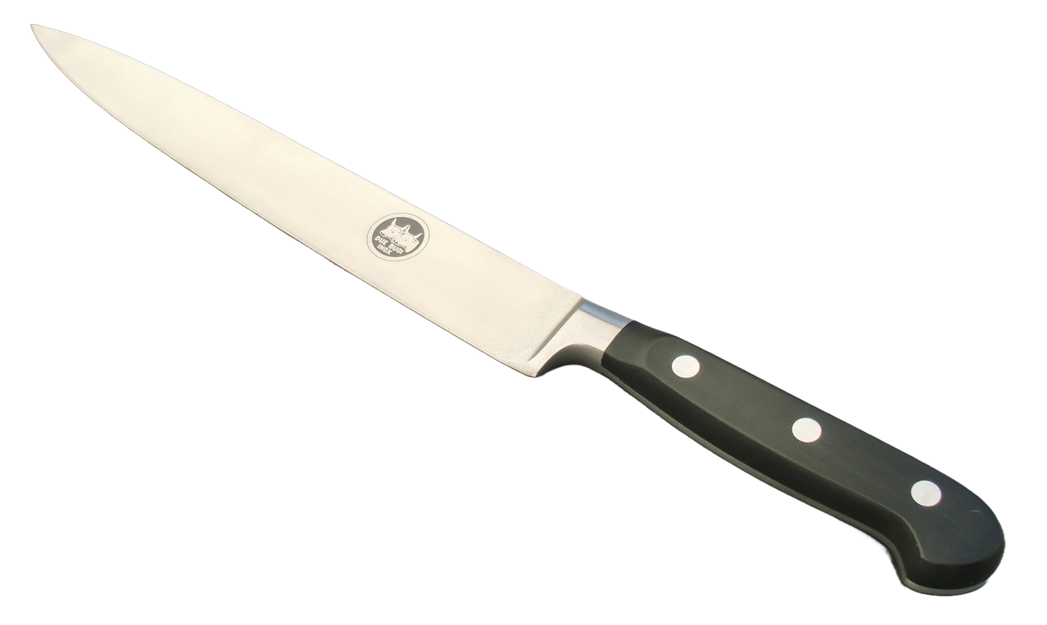 BLUE FARM | Due Buoi knives. 8810/23. Coltello forgiato per sfilettare per chef. Inox. 3 modelli disponibili, Modello scelto: 23 cm. Manico in tecnopolimero nero