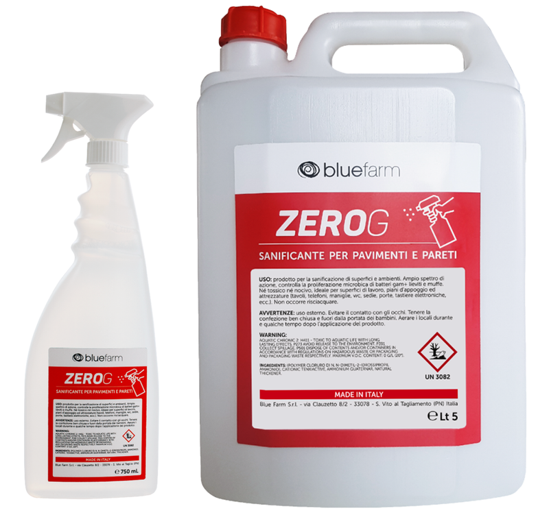 BLUE FARM | ZeroG. BioSan. Cleansing and sanitizing infected areas of surfaces and environments. Ready to use